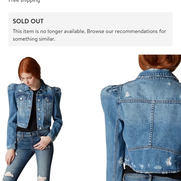 Nwt Blank Nyc Crop Puff Sleeve Denim 